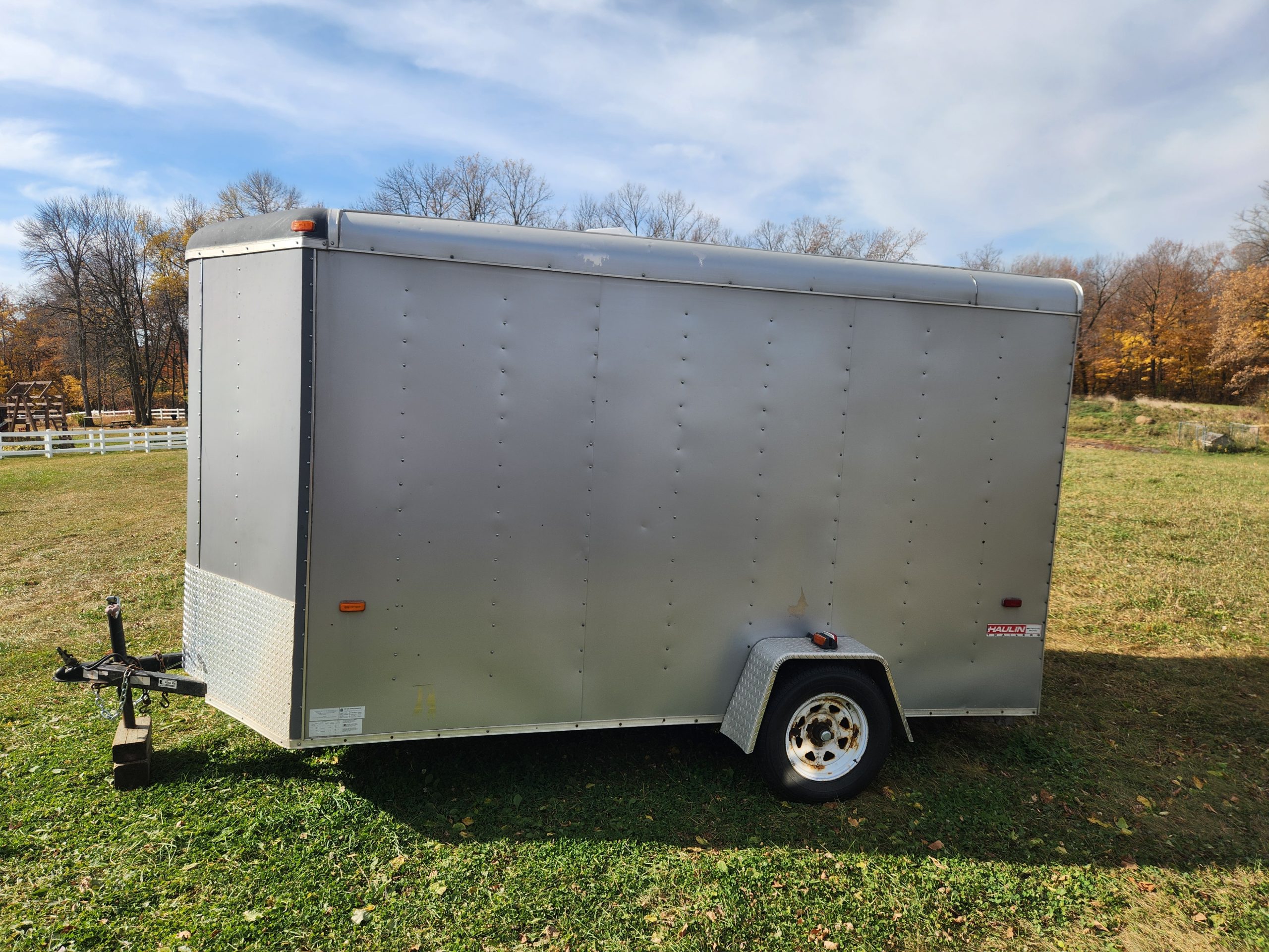 12′ Cargo Enclosed Trailer (Silver) Tall Door (2” ball) 12′ Cargo Enclosed Trailer (Silver) Tall Door (2” ball)